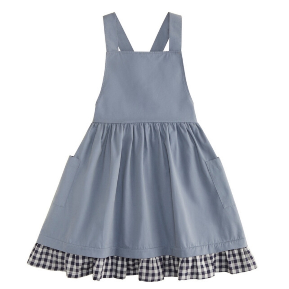The Sunday Collective Backyard Apron Dress Ruffle Hem Size 4Y In Flint Stone NWT